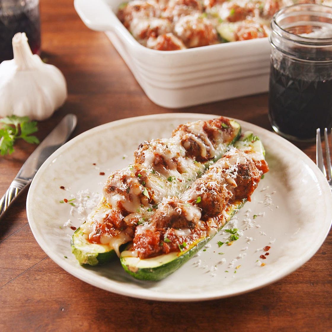 Meatball Zucchini Boats