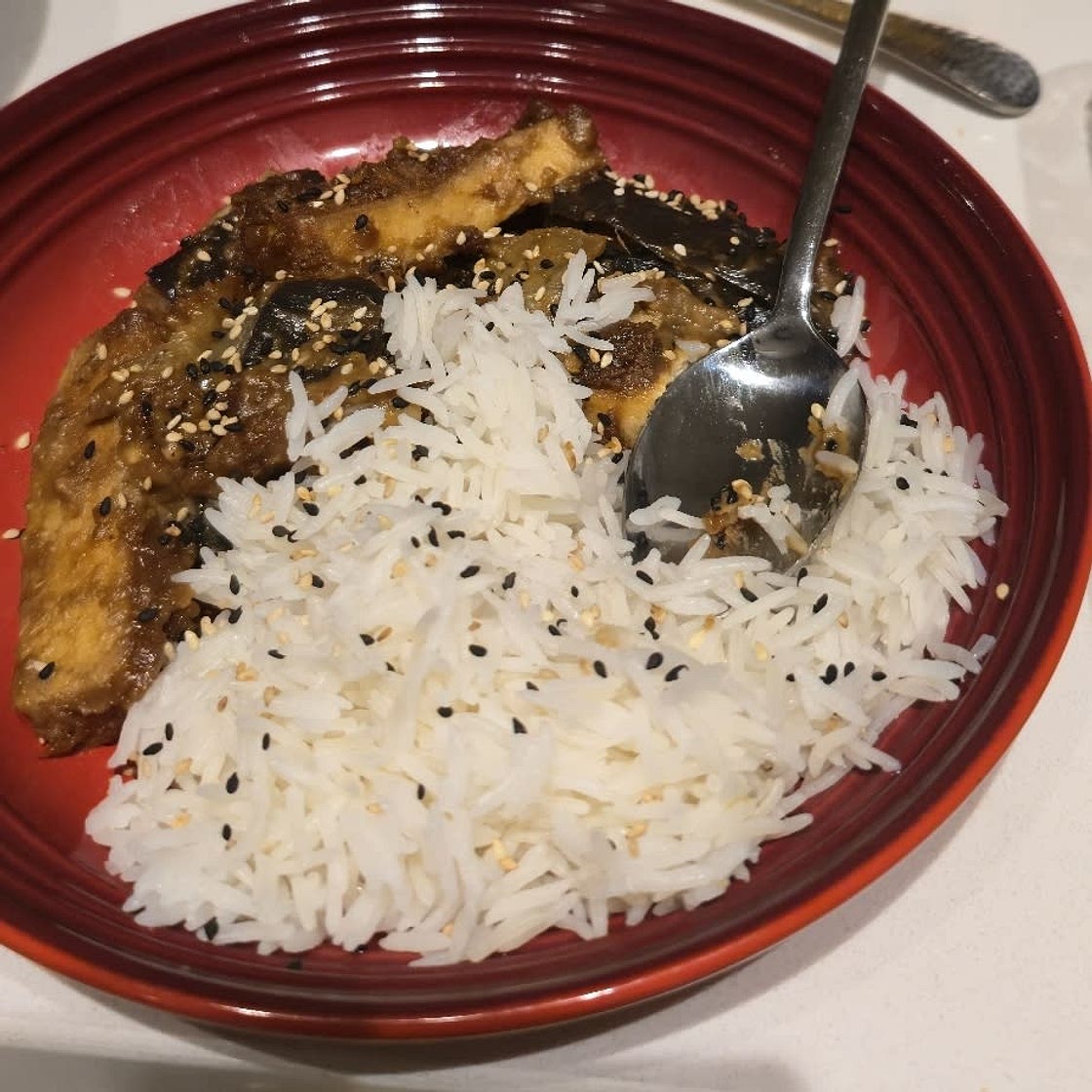 Baked Eggplant and Tofu in Peanut Sauce