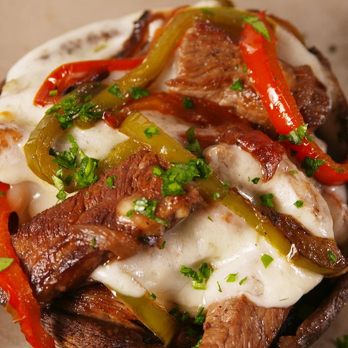 Philly Cheesesteak Stuffed Portobellos