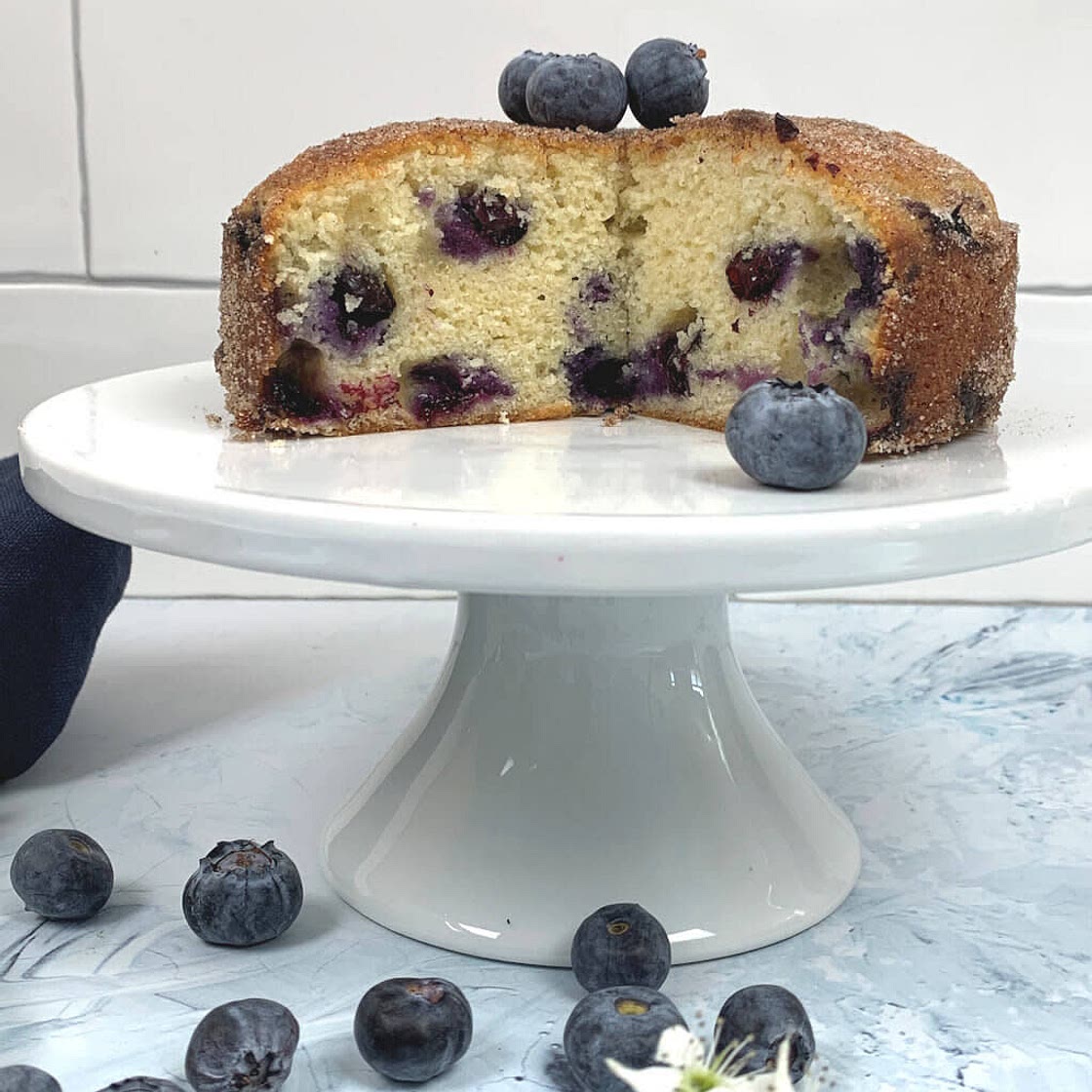 Blueberry Muffin Cake with Cinnamon Sugar
