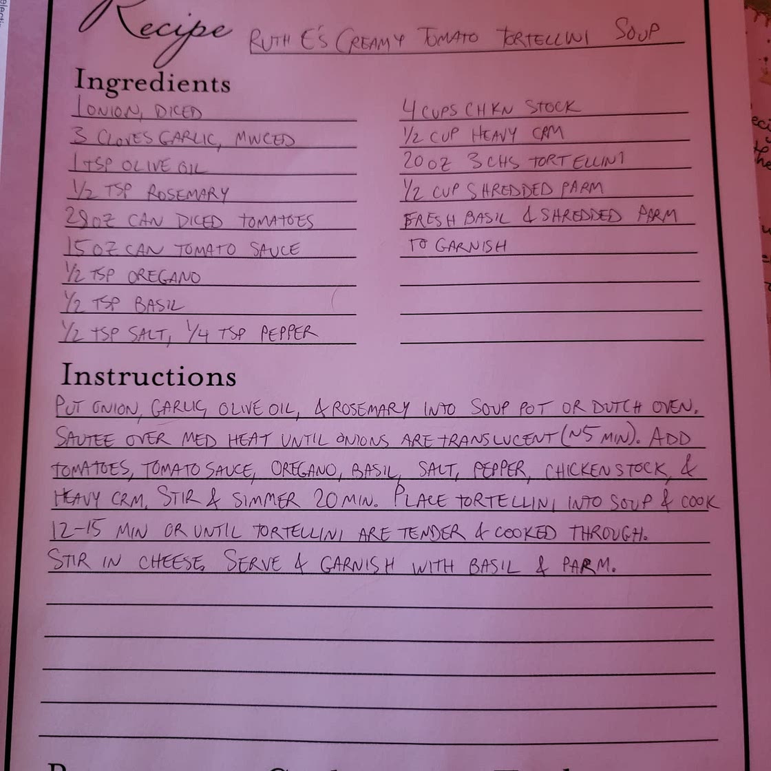 Creamy Tomato Tortellini Soup