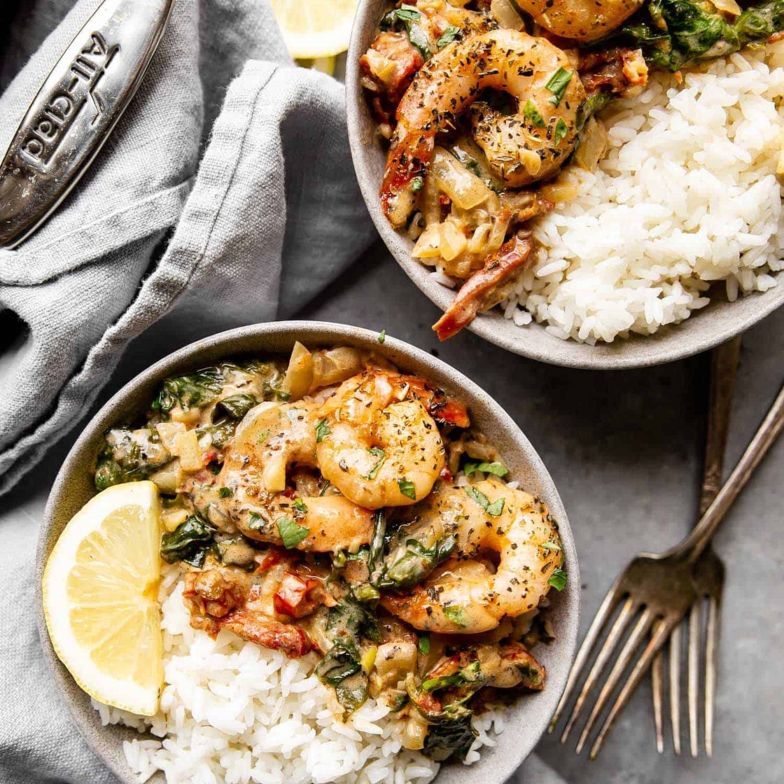 One Pan Creamy Garlic Shrimp (Paleo, Whole30, Low Carb)