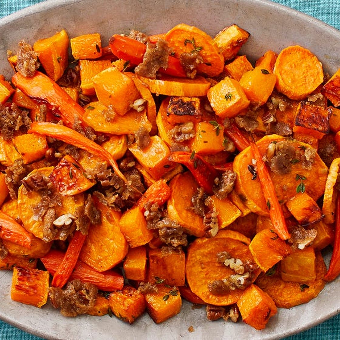 Roasted Vegetables with Pecan Crumble