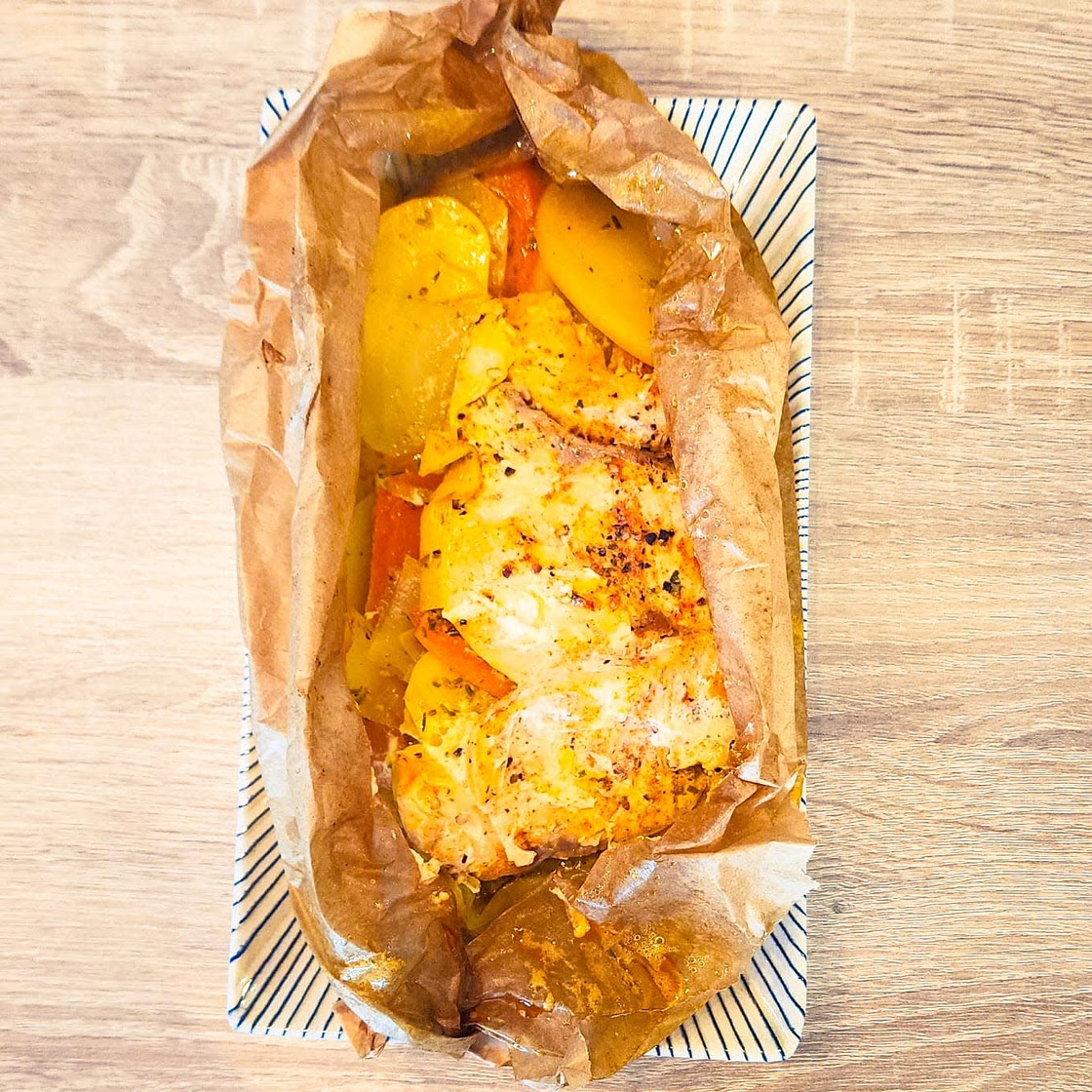 Papillote de saumon aux tagliatelles de légumes