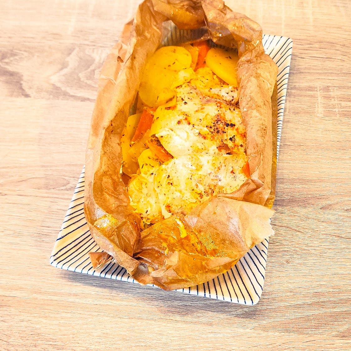 Papillote de saumon aux tagliatelles de légumes