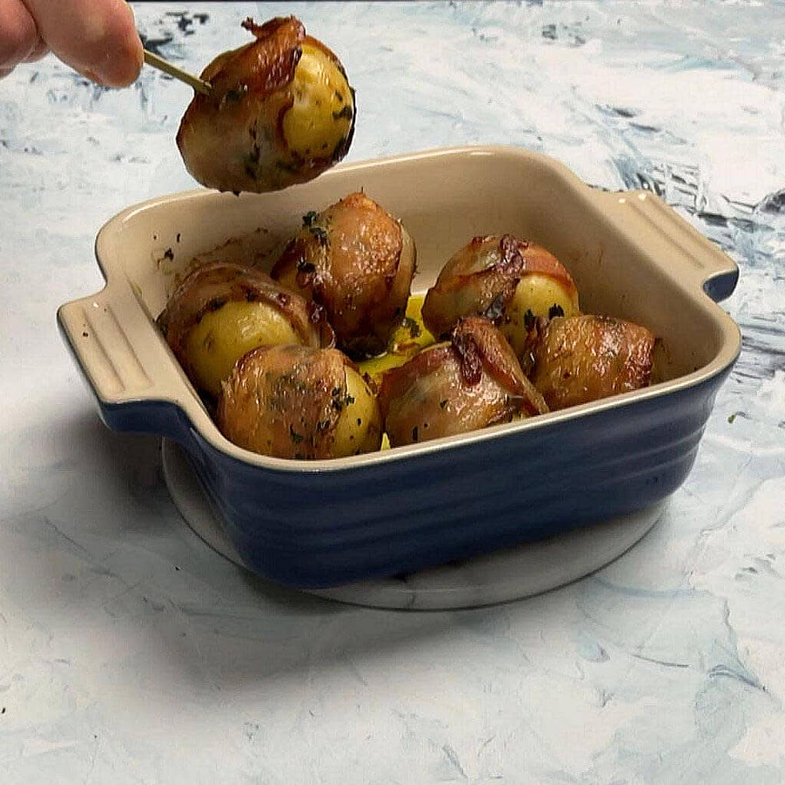 Bacon Wrapped Potatoes with Italian Herbs