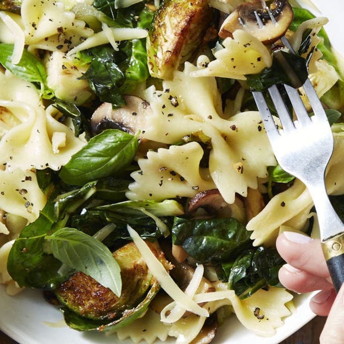 Brussels Sprout & Basil Bowties