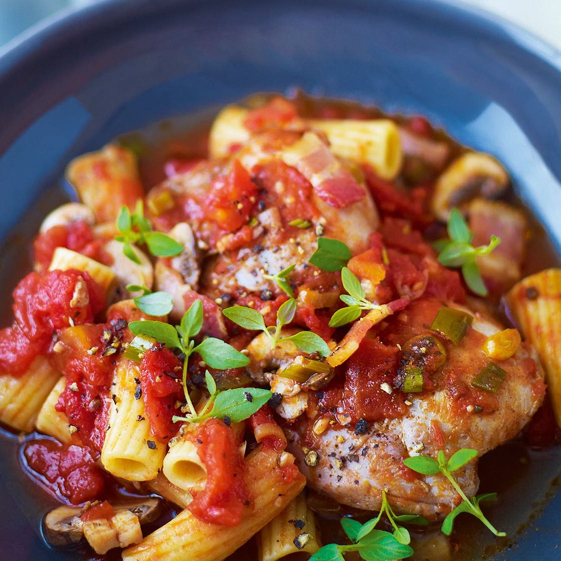 Chicken Cacciatore With Harissa, Bacon, and Rosemary