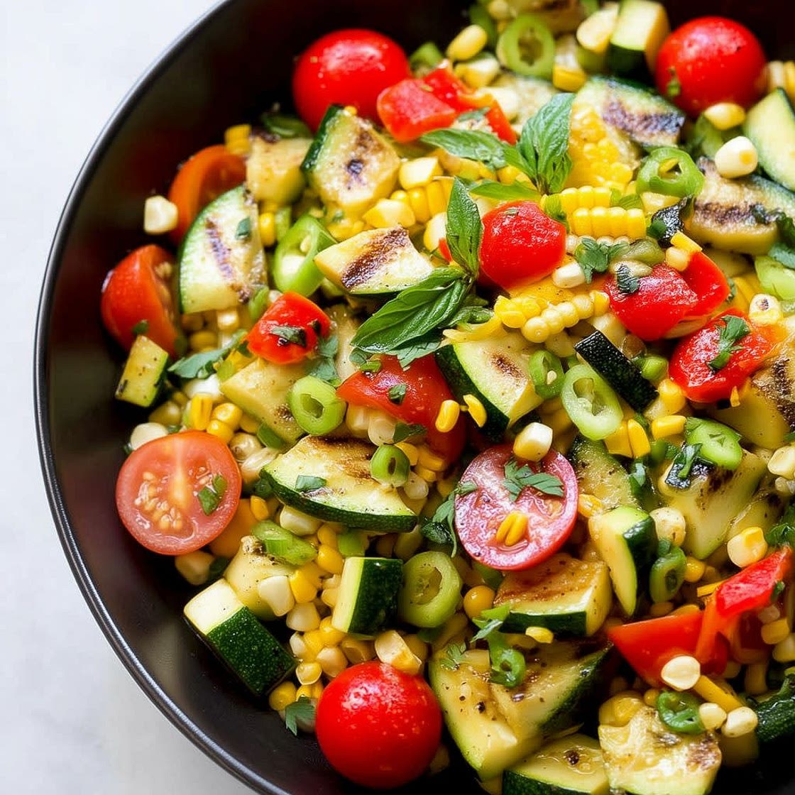 Grilled Zucchini Corn Tomato Salad