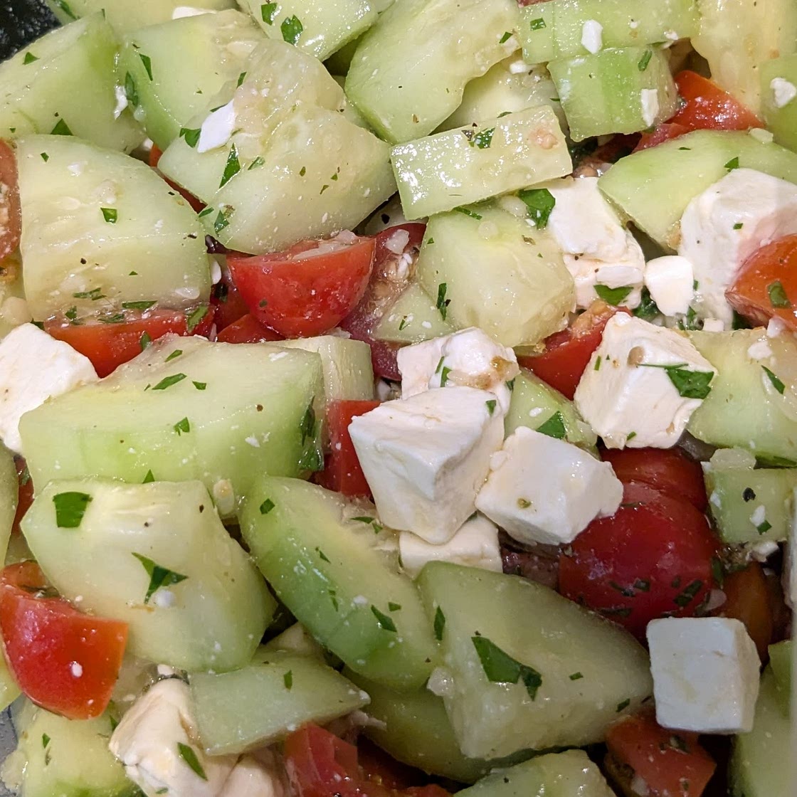 Simple Tomato Feta Cucumber Salad
