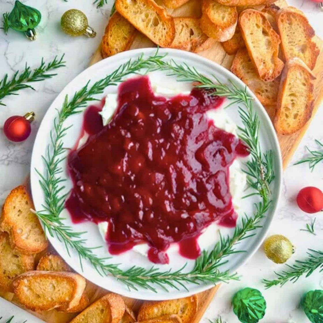 Holiday Cranberry Whipped Feta Dip with Fresh Rosemary Recipe