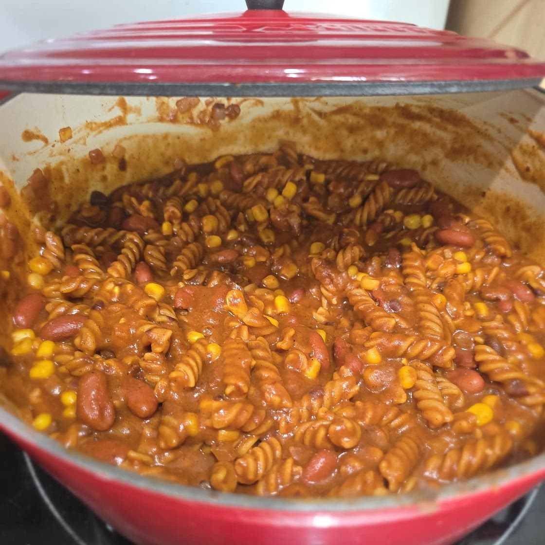 One Pot Cheesy Vegetarian Chili Mac