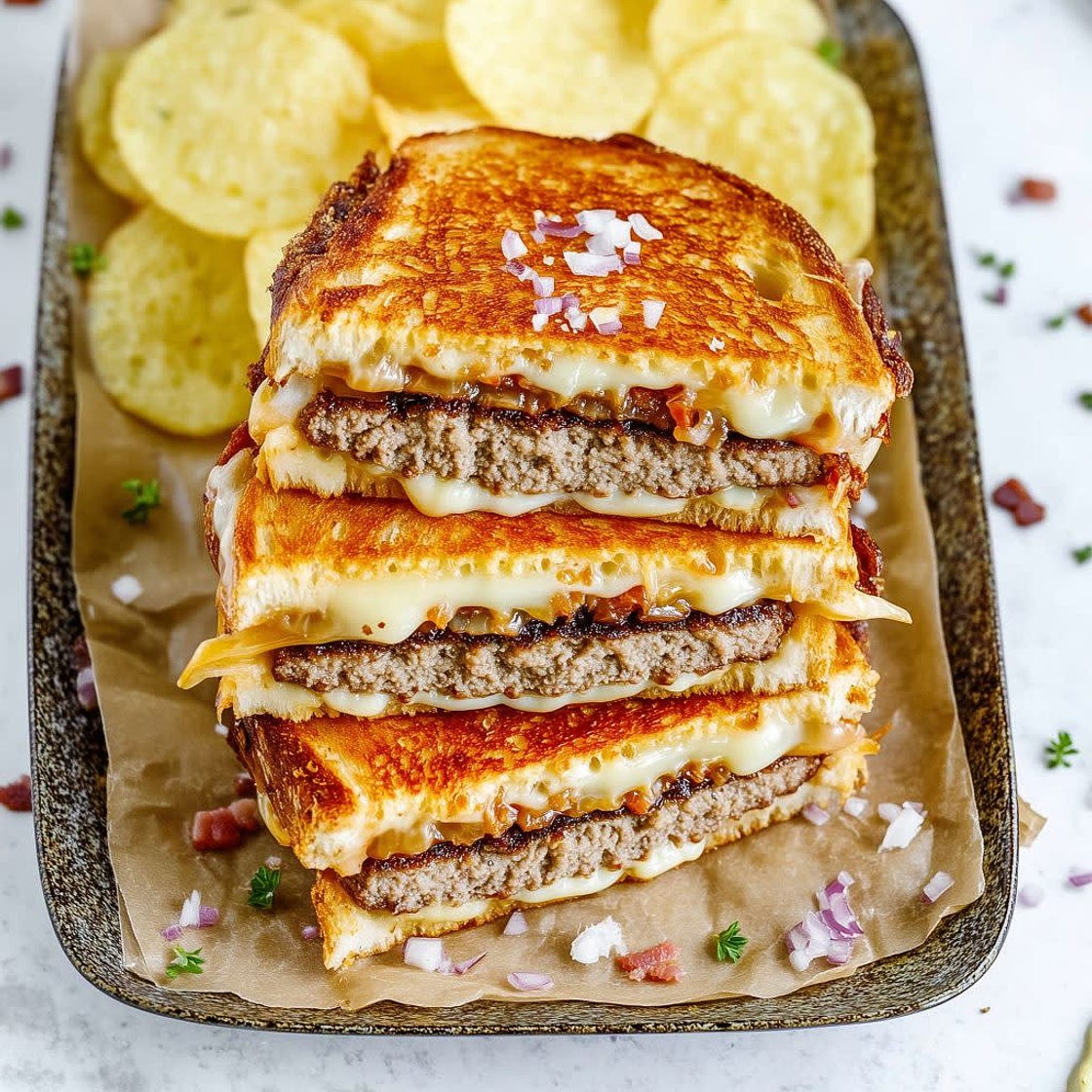 Patty Melt with Caramelized Onions & Bacon