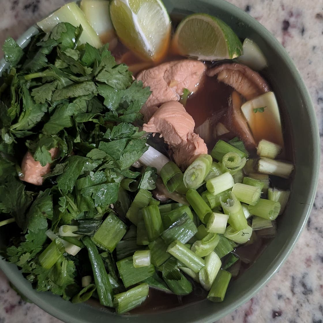 Chicken & Bok Choy Soup with Ginger & Mushrooms