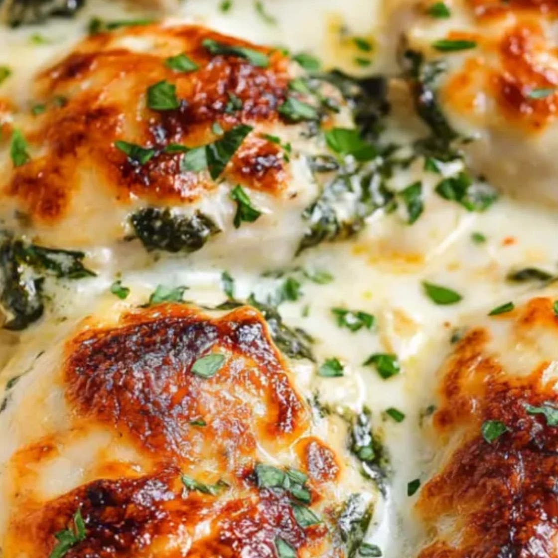 SPINACH CHICKEN CASSEROLE WITH CREAM CHEESE AND MOZZARELLA