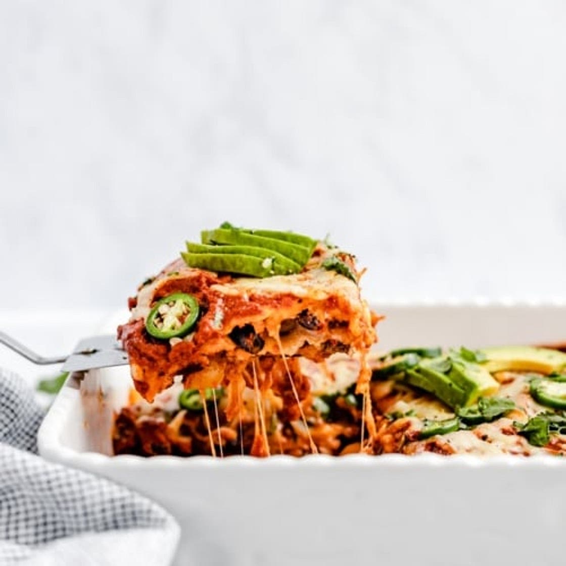 Chipotle Black Bean Roasted Veggie Enchilada Casserole