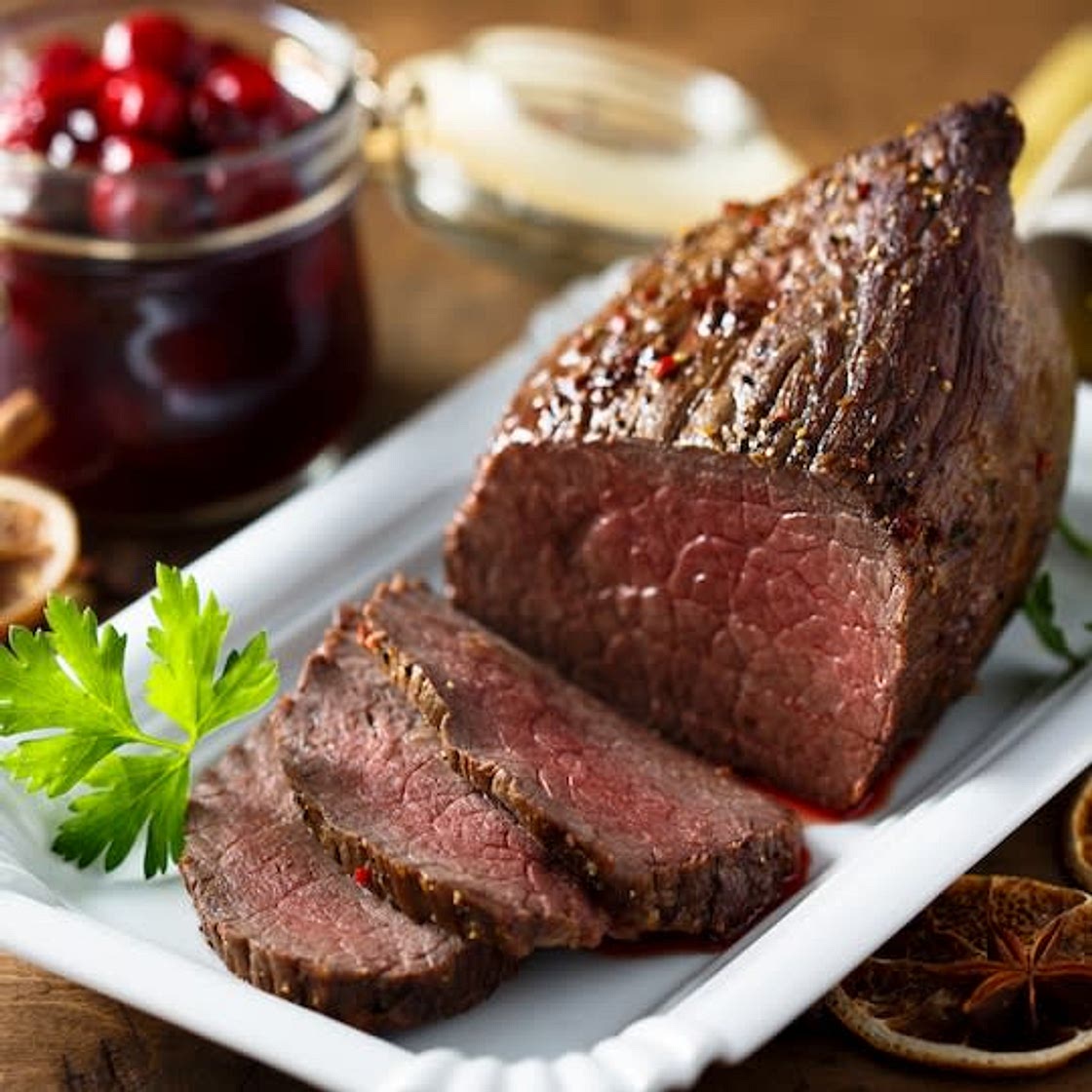 Beef Tenderloin with Black Pepper Cherry Sauce and Broccolini (Freezer/Low Sodium/Kidney Friendly)