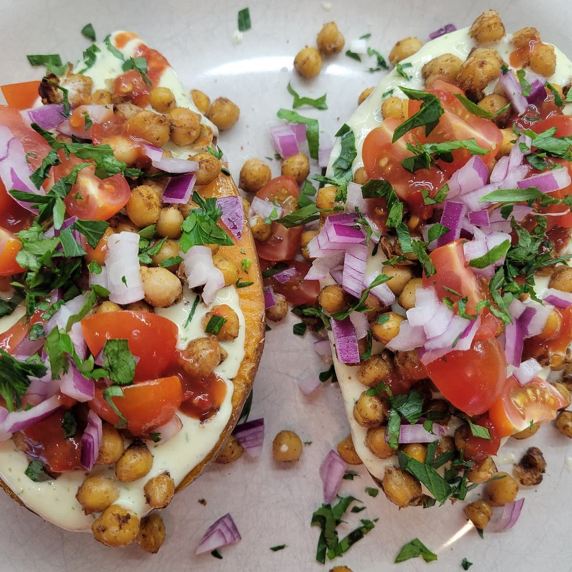 Mediterranean Baked Sweet Potatoes