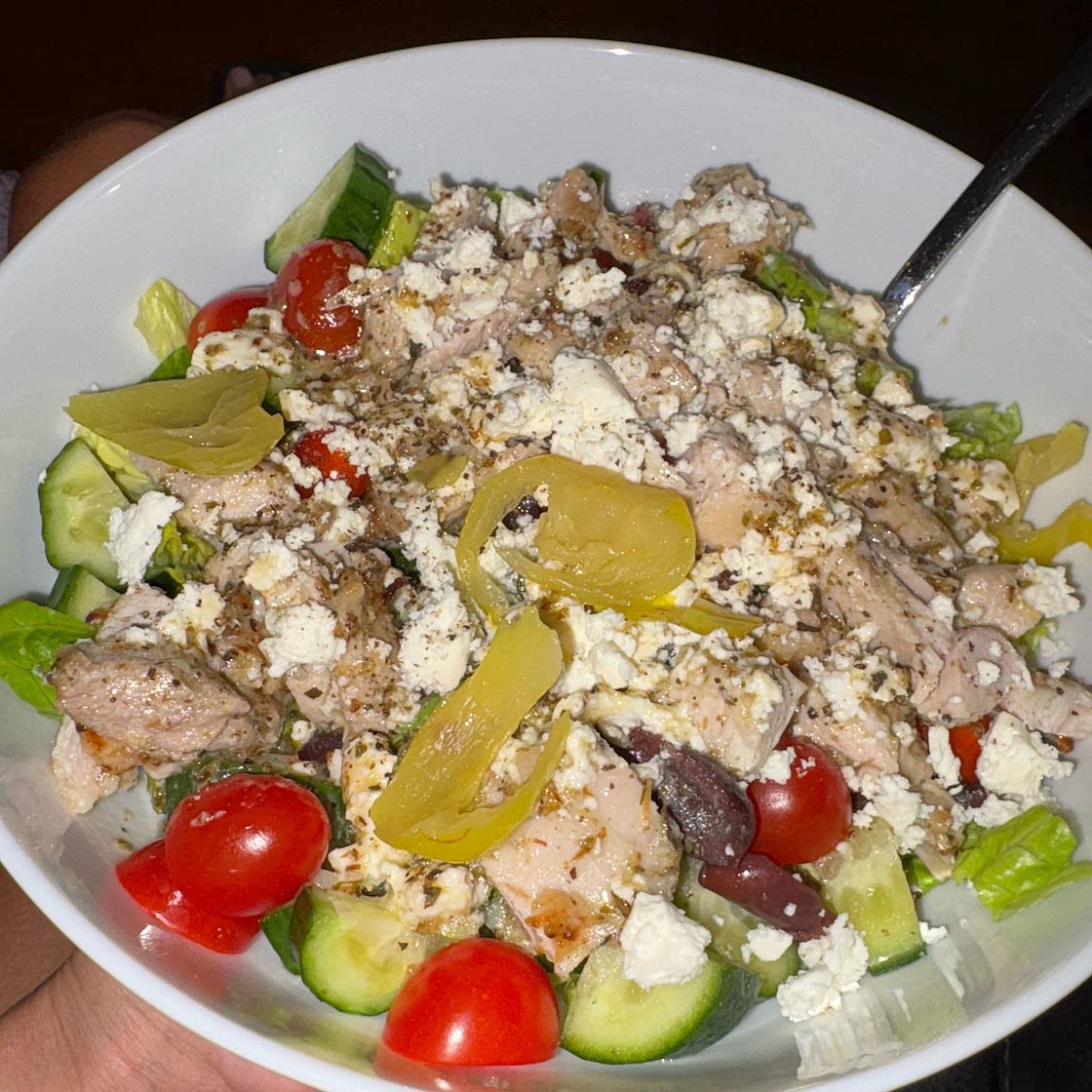 Greek Salad with Marinated and Grilled Chicken Recipe