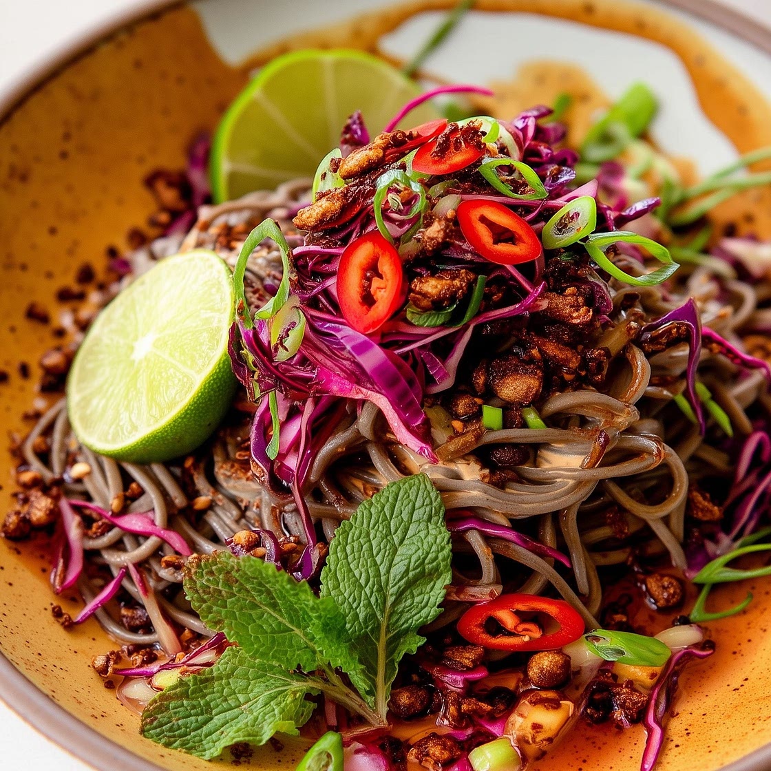 Sesame Chili Cold Soba Noodle Salad
