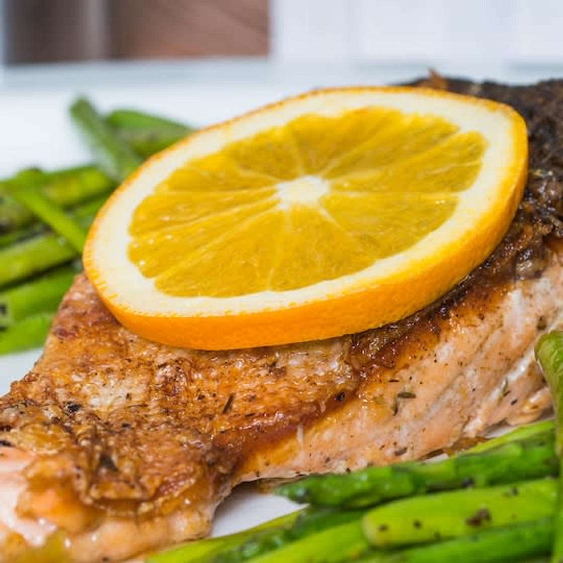 Citrus Glazed Salmon with Quinoa & Green Beans (Diabetic Friendly/Low Sodium/Mediterranean diet/MIND Diet/Soft)
