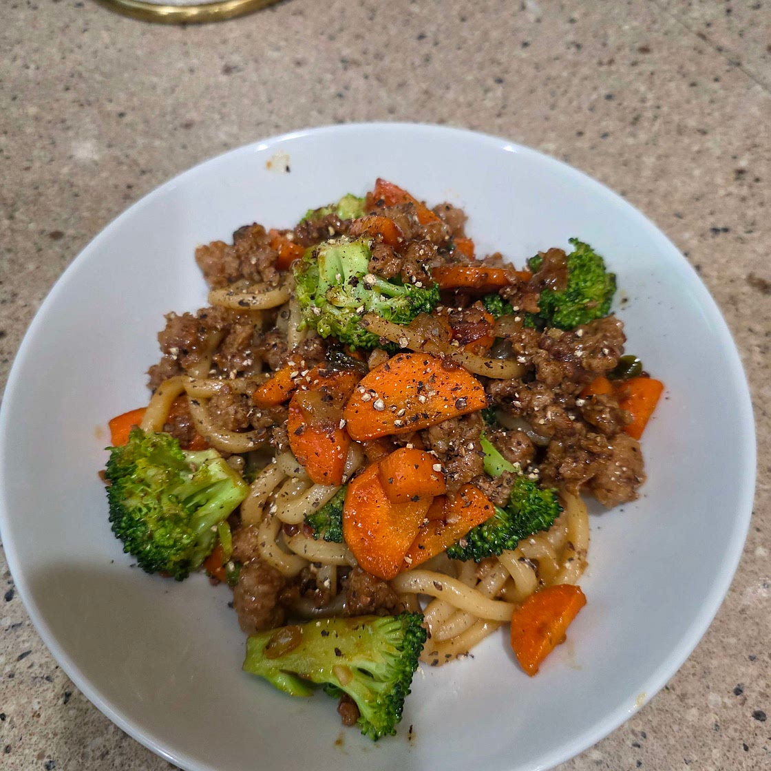 Udon Noodles with Ground Pork