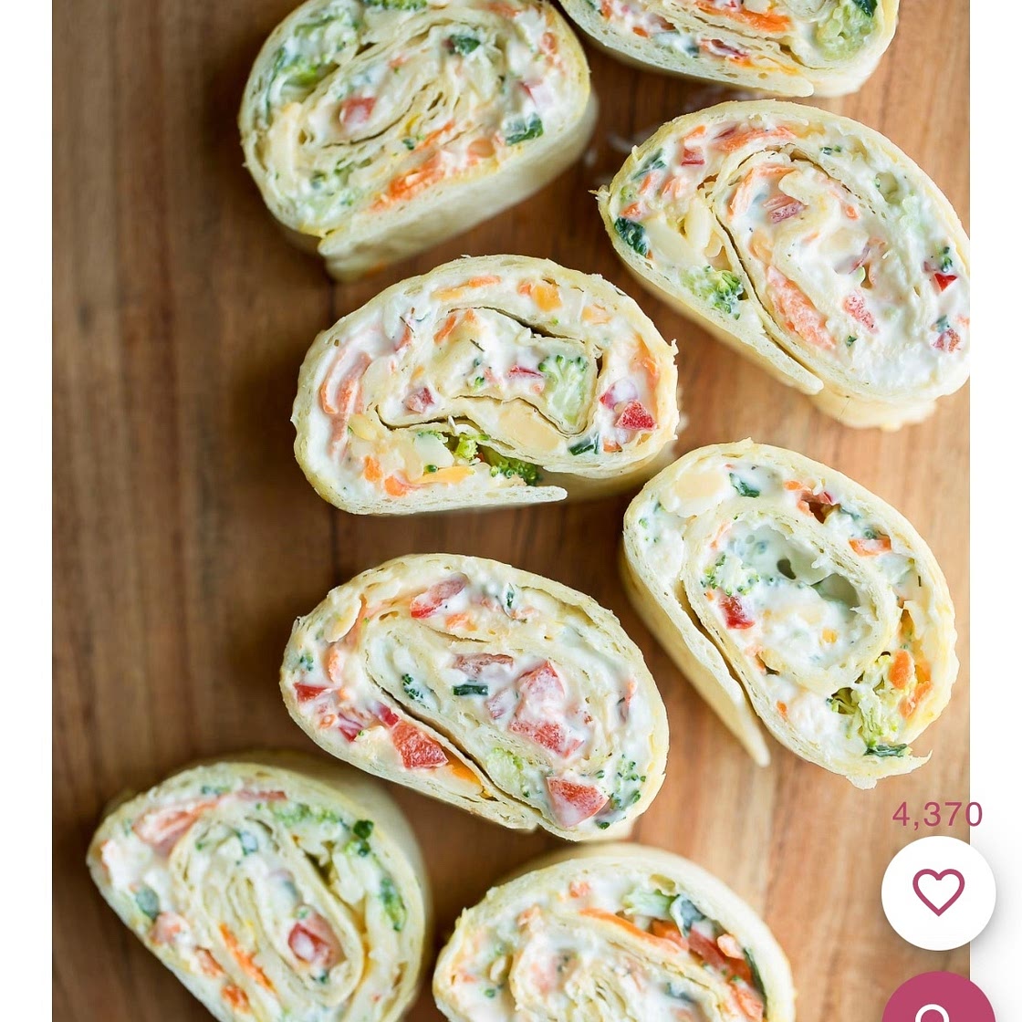 VEGETABLE CREAM CHEESE TORTILLA ROLL UPS