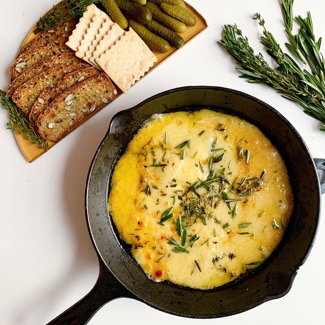 Baked Gruyère With Garlic & Herbs