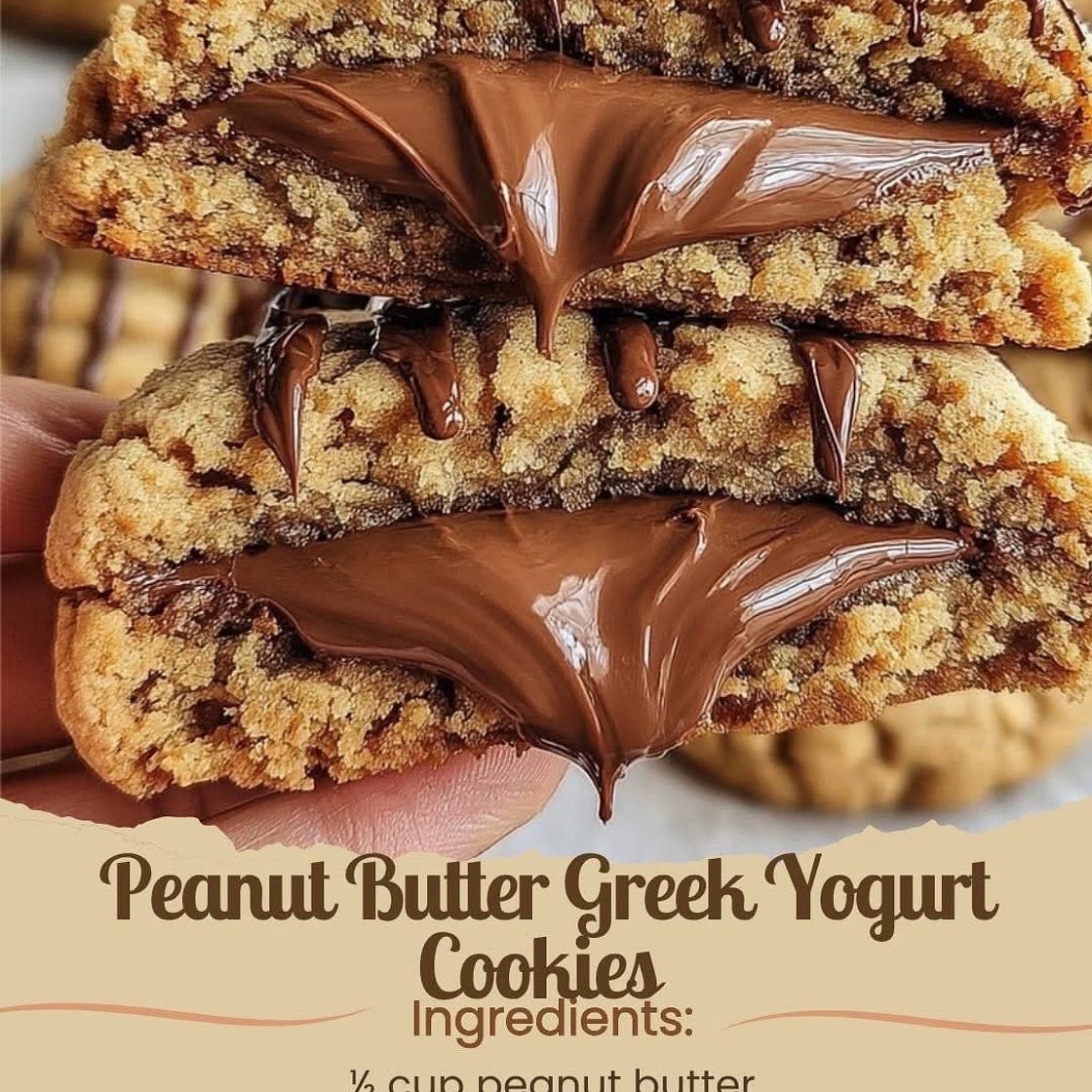 Healthy Peanut Butter Greek Yogurt Cookies with Gooey Chocolate 