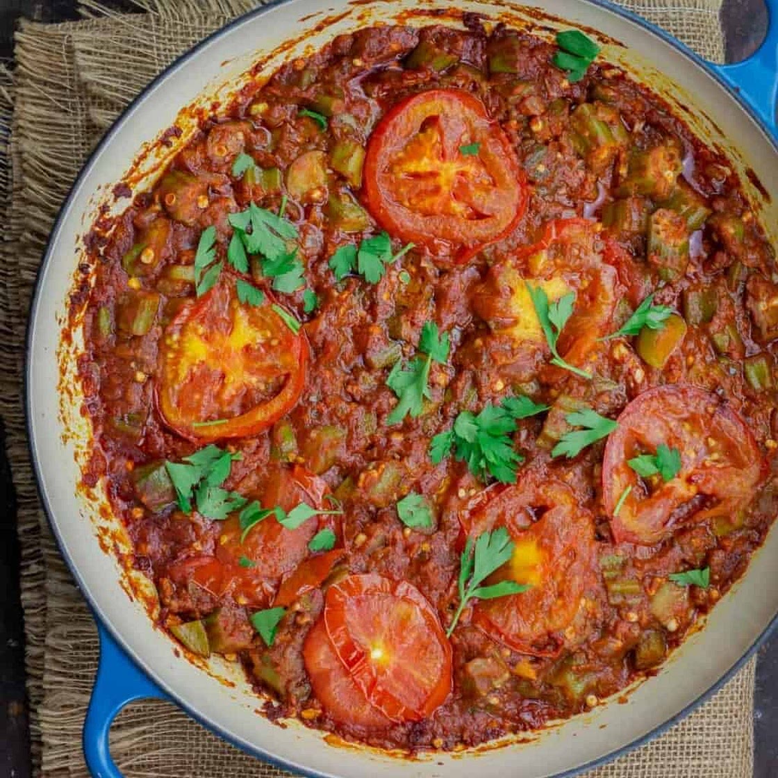 Menemen with Okra and Chili Tomatoes (Serves 2)