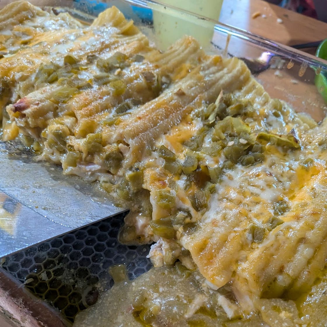 Smoked Cheddar and Chicken Manicotti "Enchiladas"