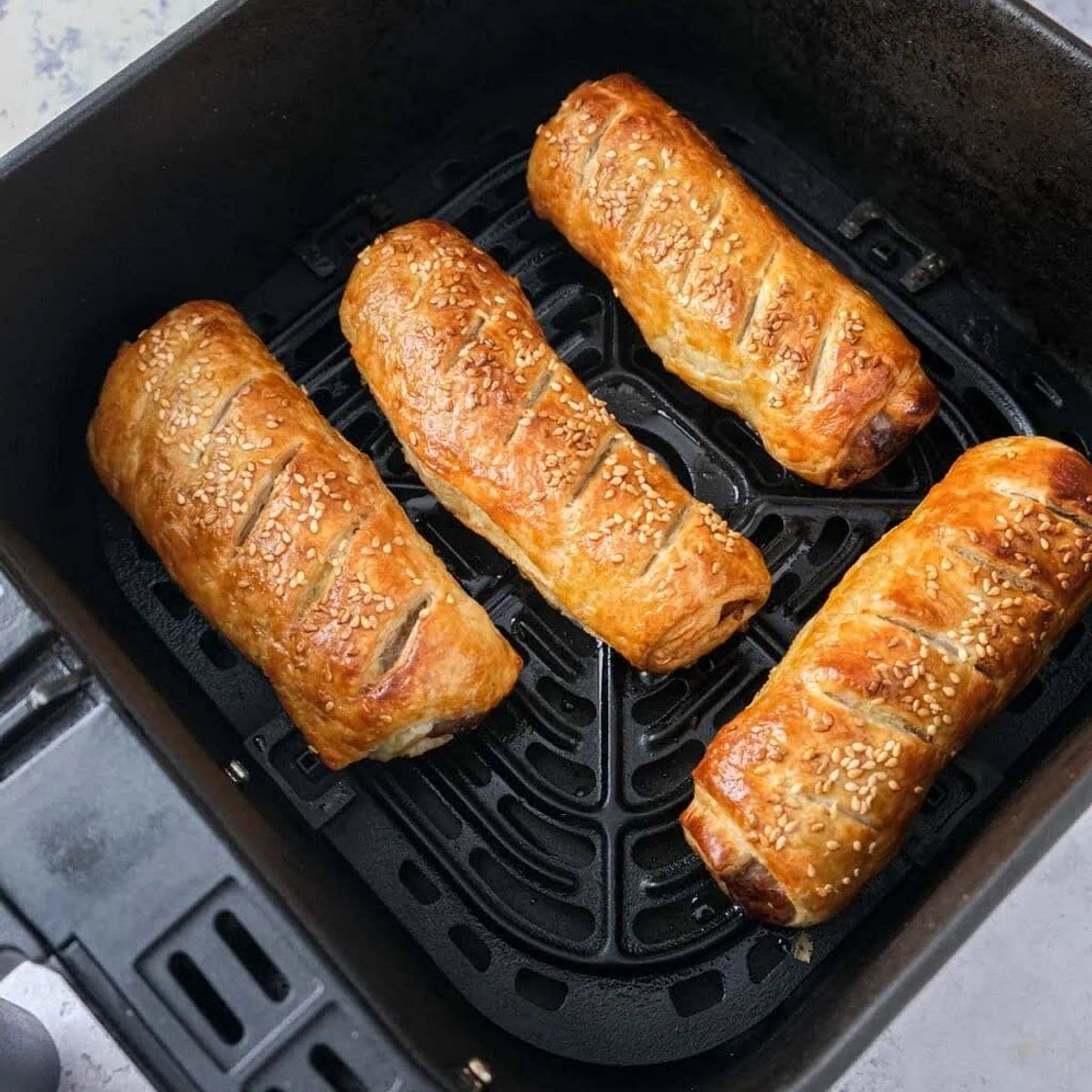 Air-Fried Sausage Rolls with Thyme and Sesame