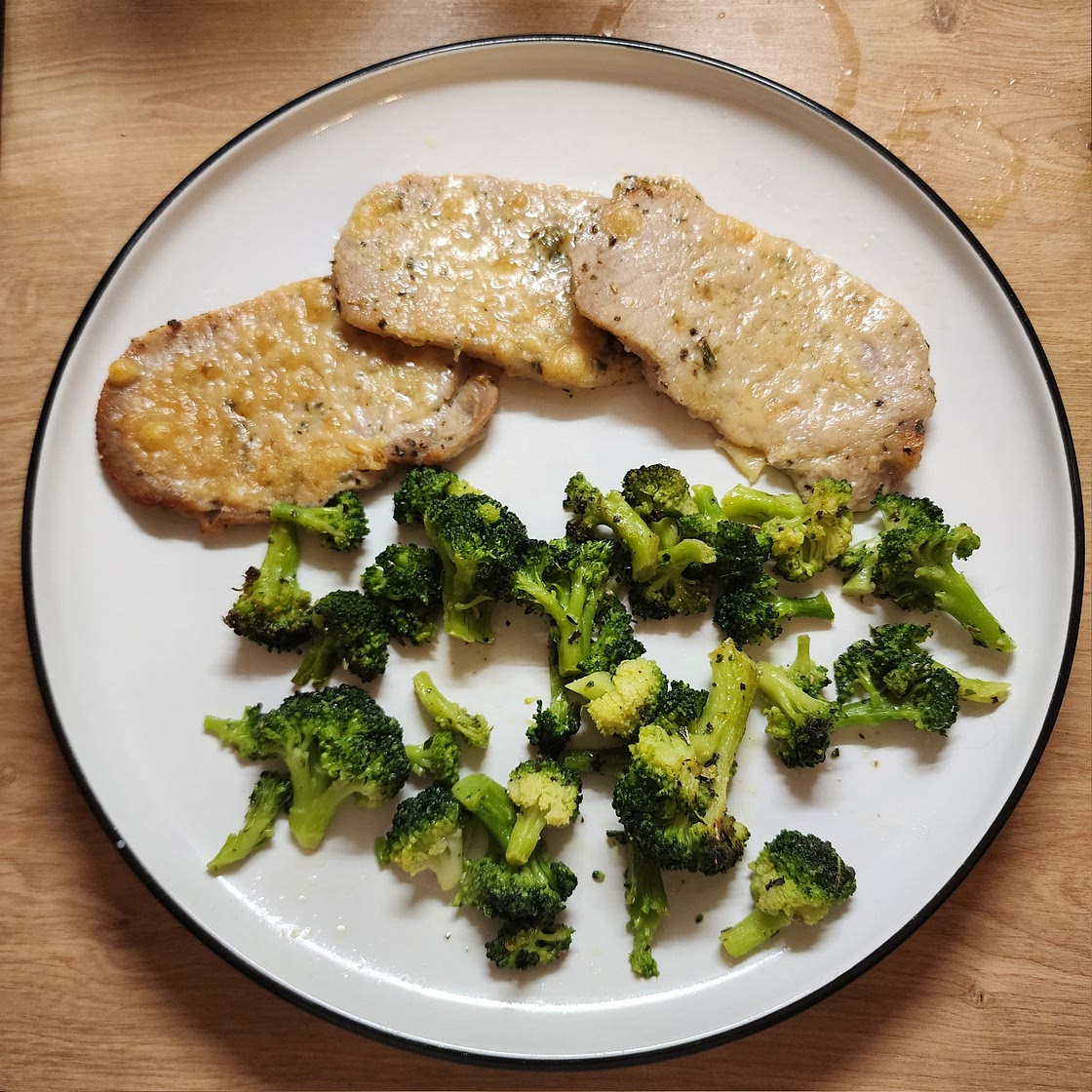 Broiled Parmesan Pork Chops & Broccoli