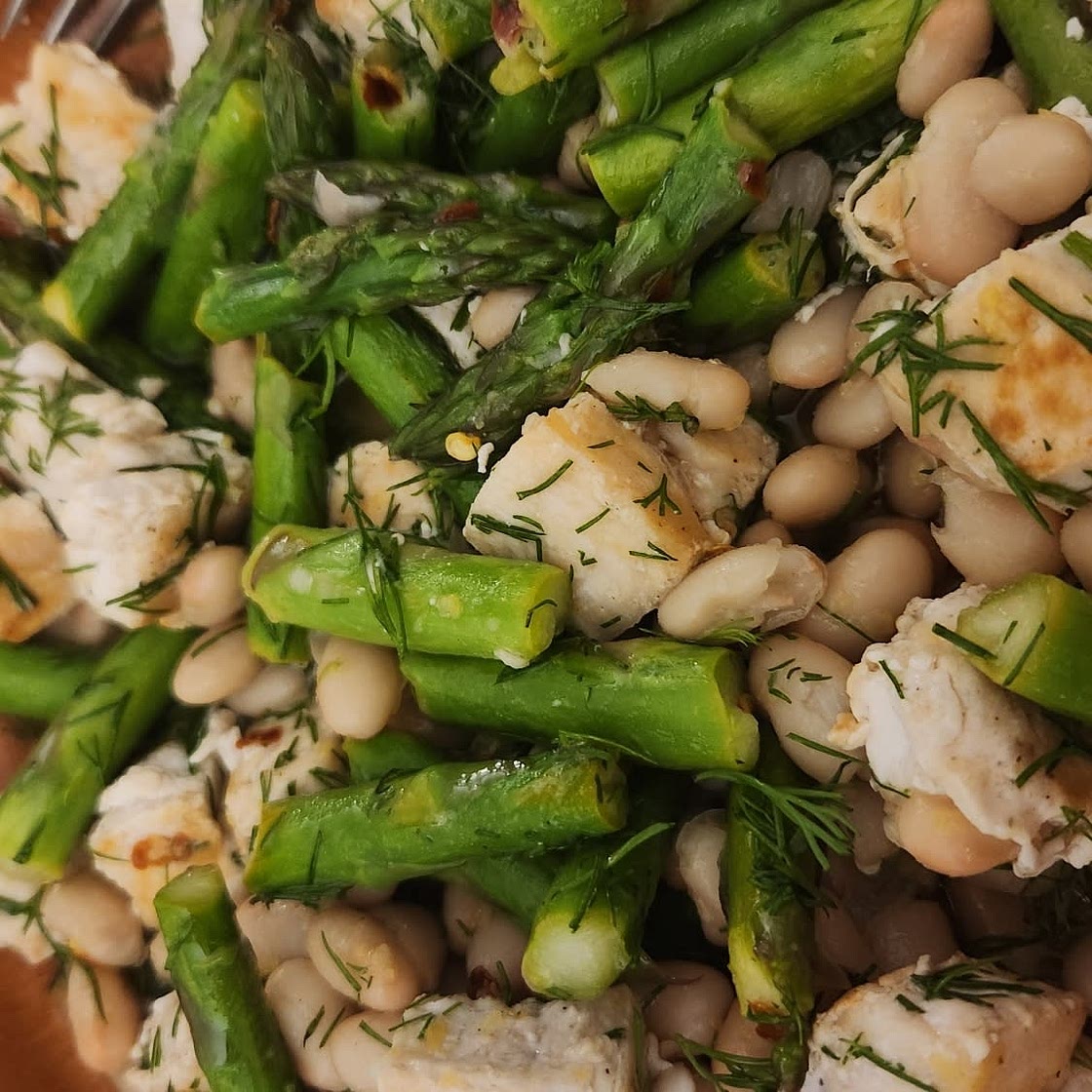 Swordfish With Asparagus and Beans