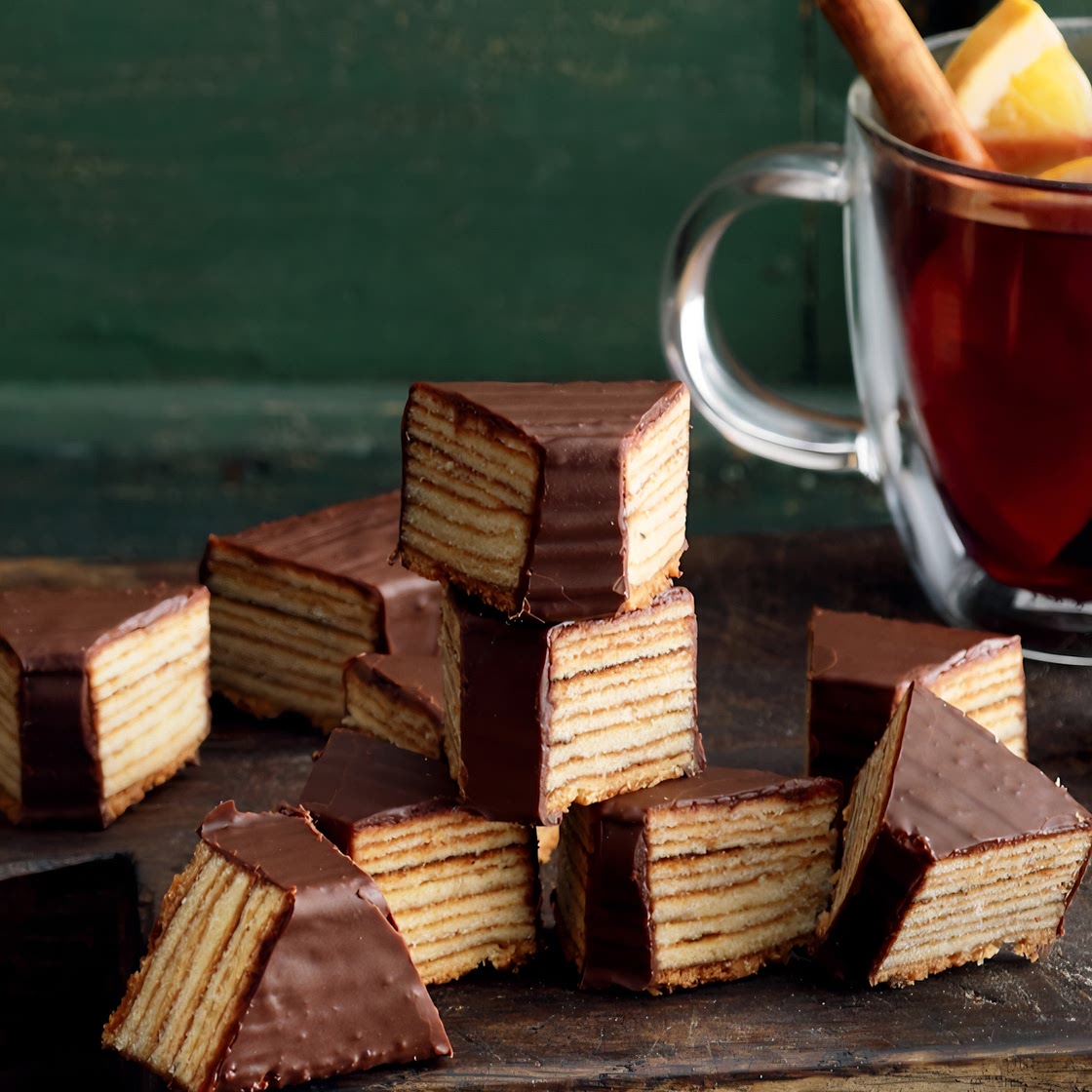 Baumkuchen ohne Marzipan, viel Rum.