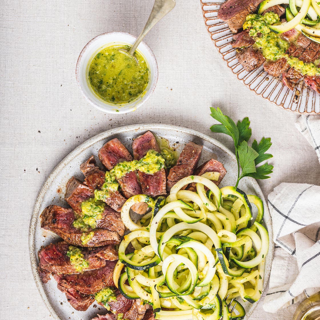 Chimichurri Steak with Zoodles - Keto Recipe - Diet Doctor