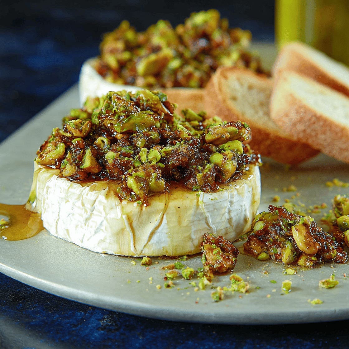 Sweet Baked Brie with Pistachios and Honey - Tent Trail Camping