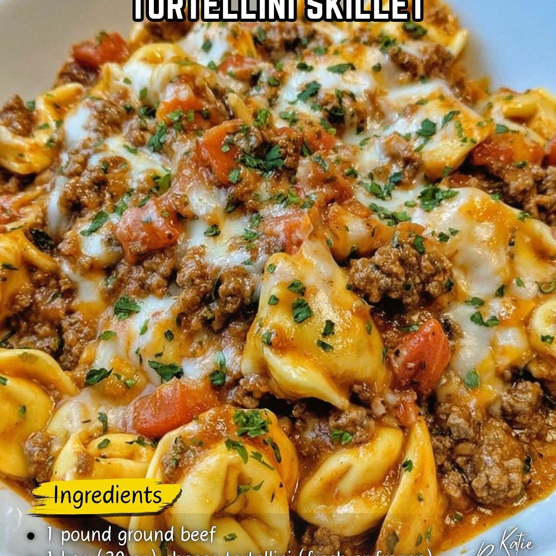 Cheesy Enchilada Beef Tortellini Skillet