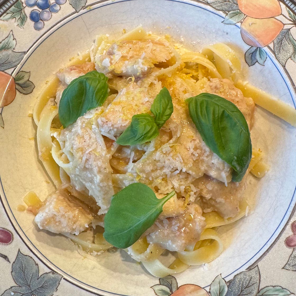 Pâtes au poulet citron et basilic