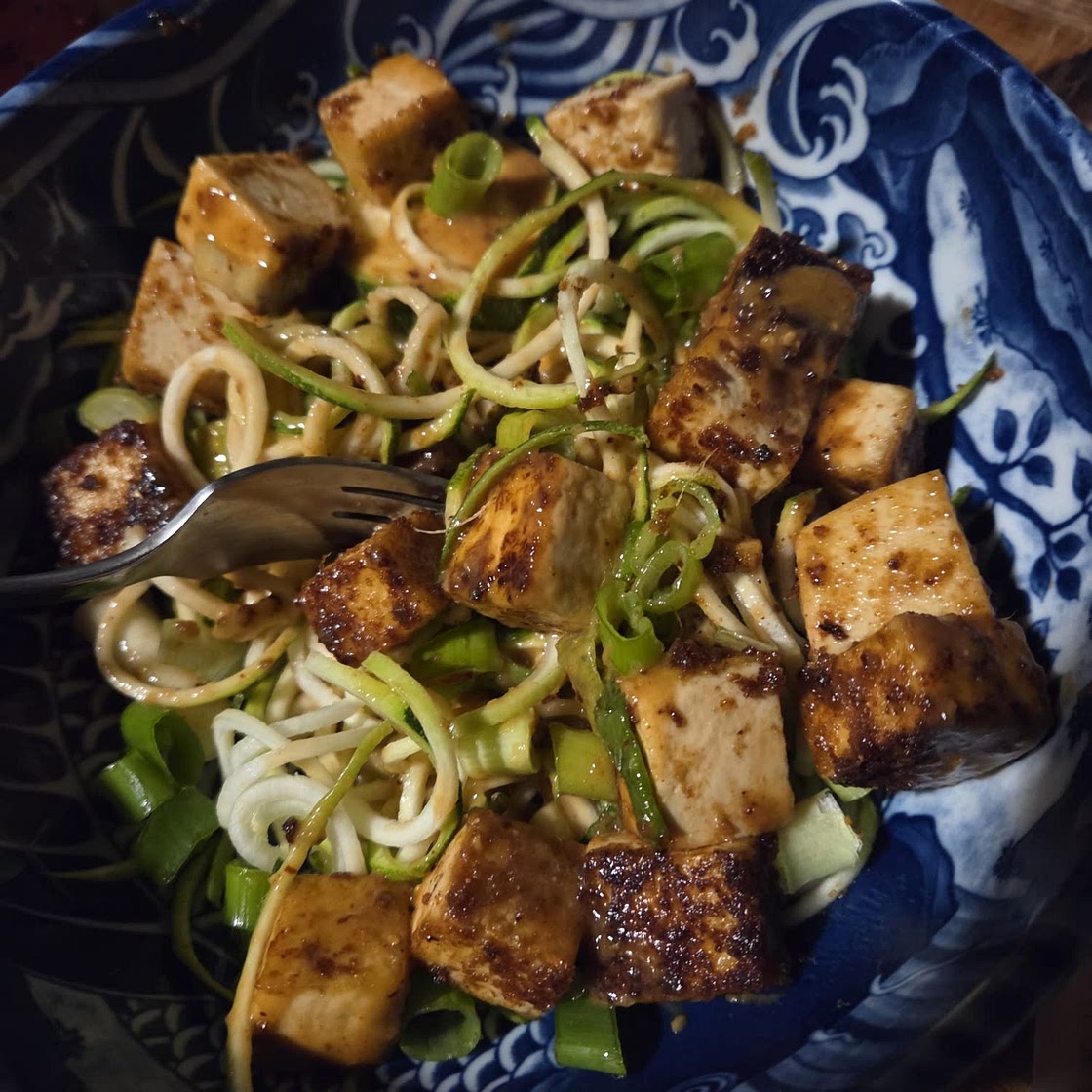 Crispy Sesame Tofu with Zucchini Noodle (Vegetarian Meal Prep)