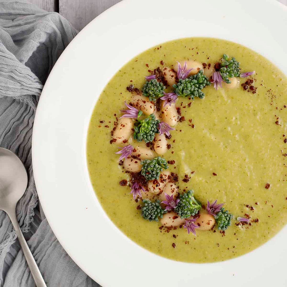 Broccolini Soup With White Beans and Cheddar