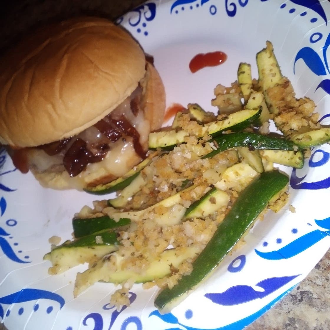 Melty Monterey Jack Burgers with Zucchini Fries