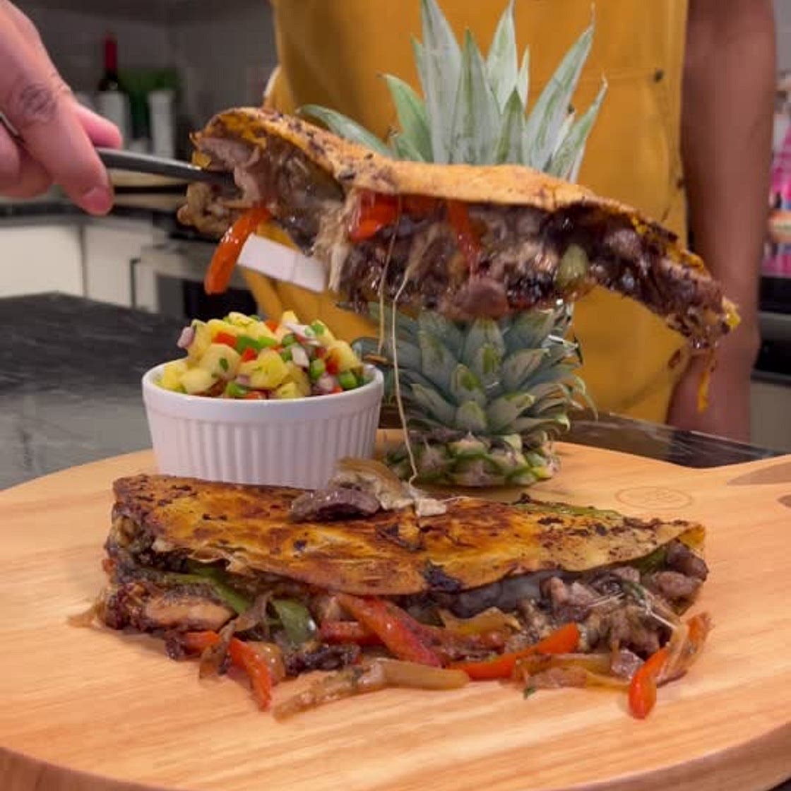Jerk Chicken Quesadillas w/ Pineapple Salsa