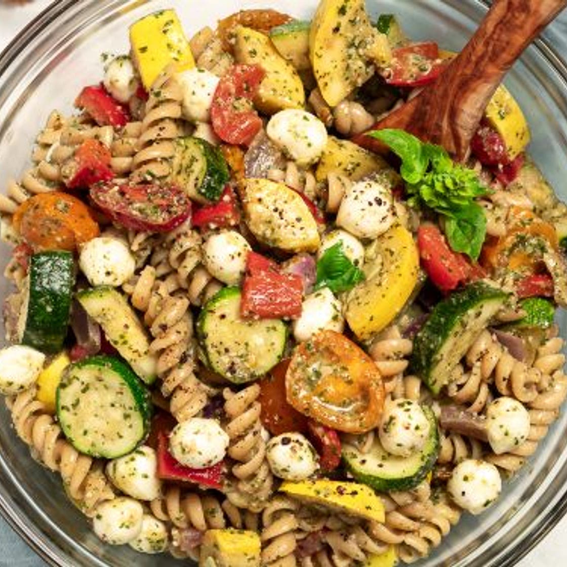 Walnut Pesto Pasta Salad With Roasted Vegetables