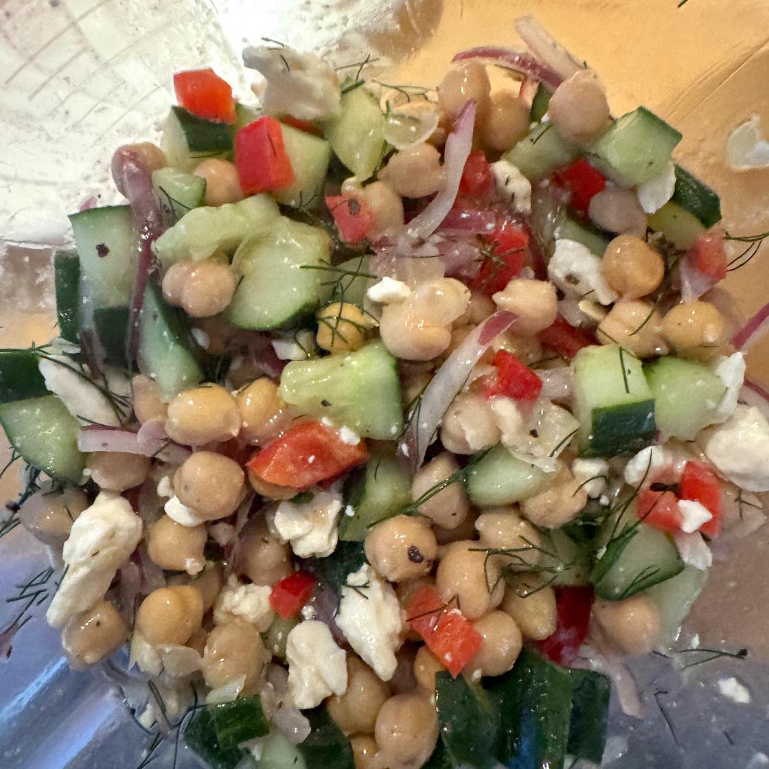 Cucumber Chickpea Salad with Feta & Lemon