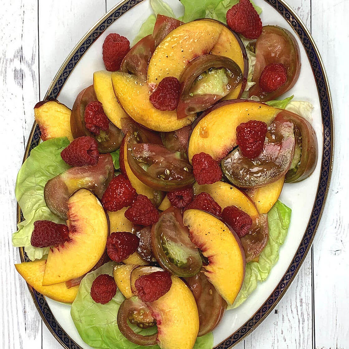Butter Lettuce Salad with Peaches & Tomatoes
