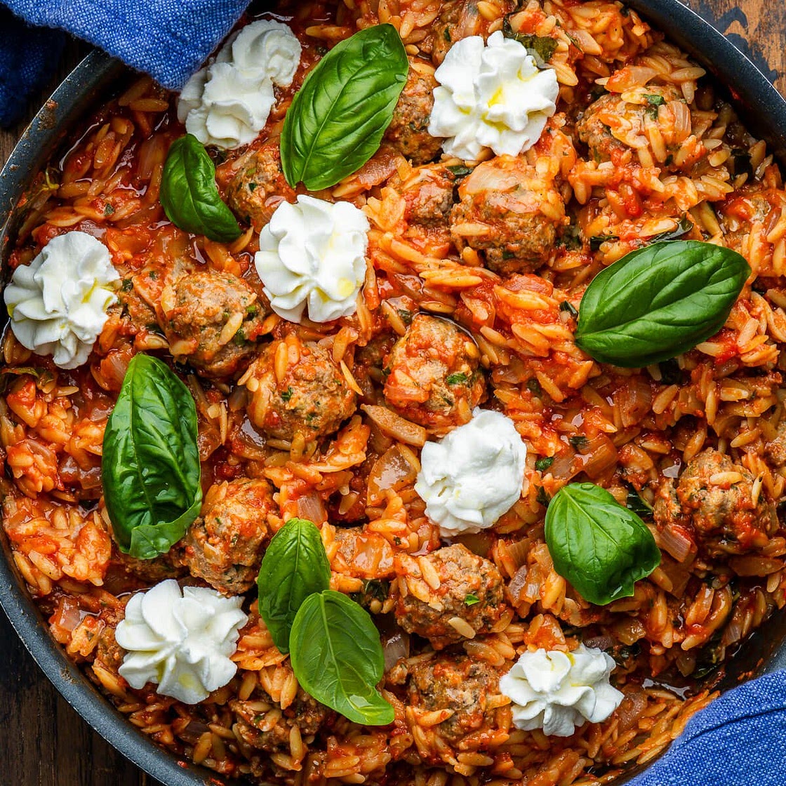 One-Pot Meatballs and Orzo