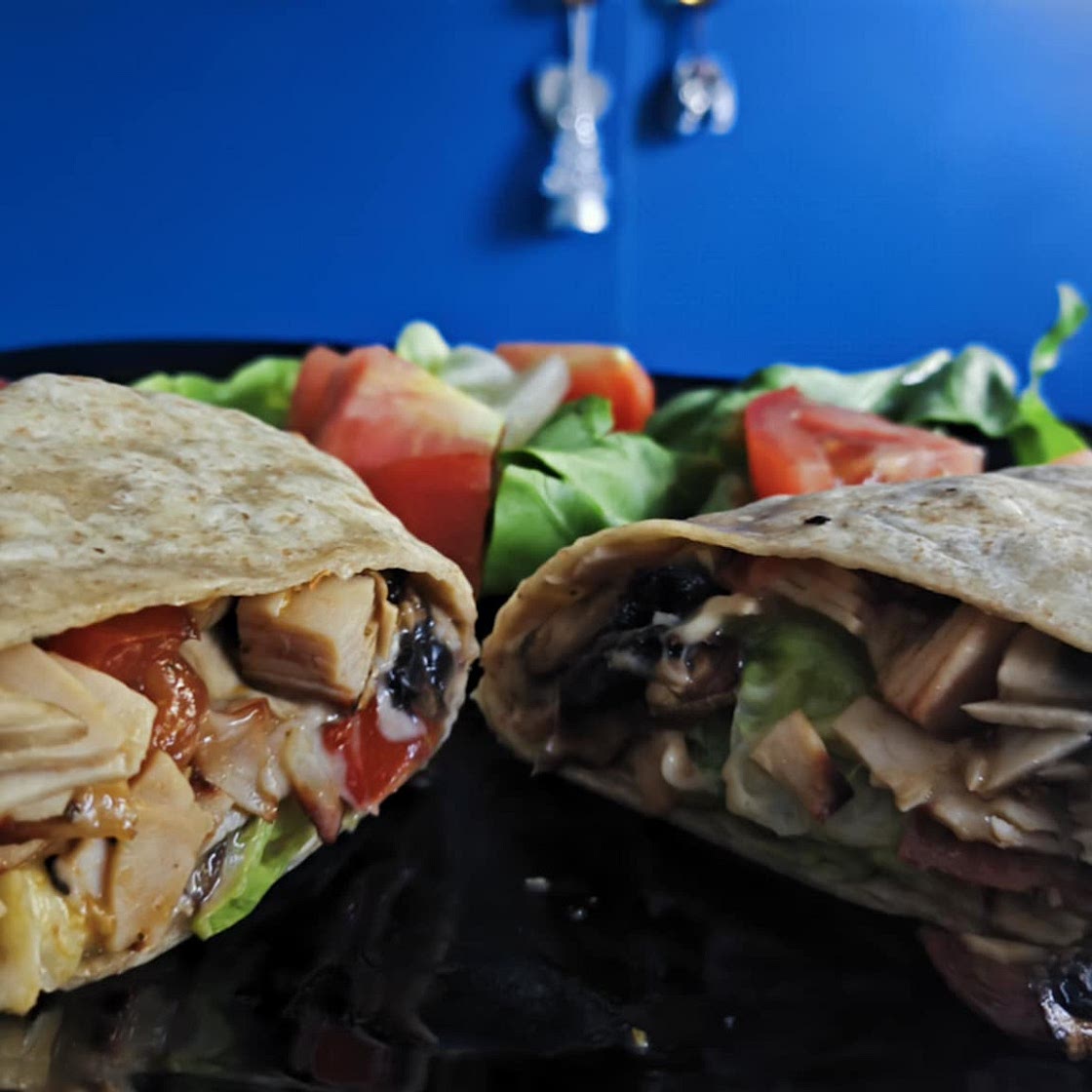 Whole Wheat Tortilla Wraps with Mushroom-Ham Filling