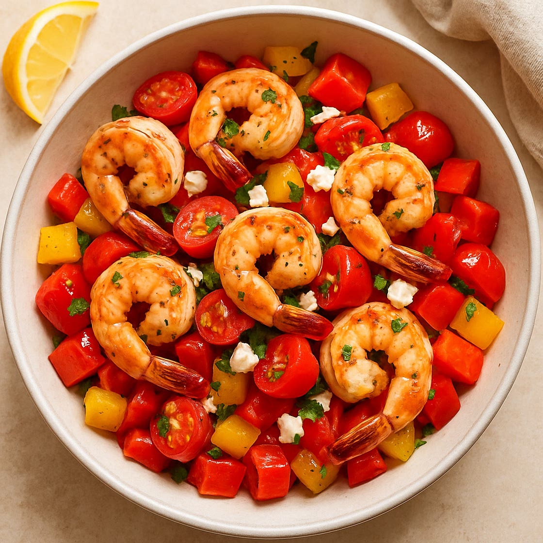Mediterranean Shrimp Recipe with Bell Peppers