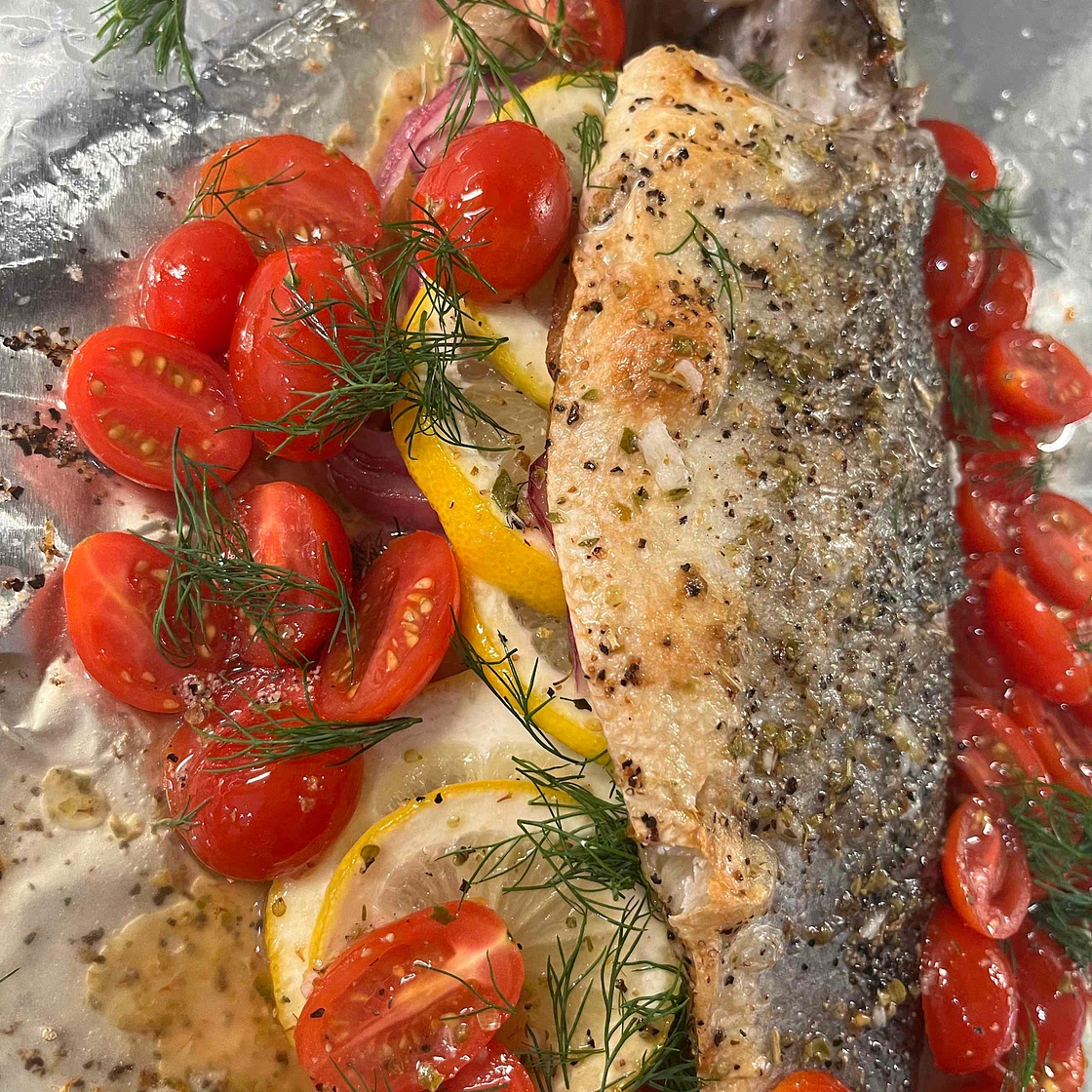 Greek Style Roasted Bronzino